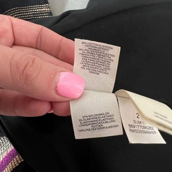 🔥5/25 sale🔥Rachel Rachel Roy black vertical stripe panel cap sleeve midi dress - Picture 9 of 10